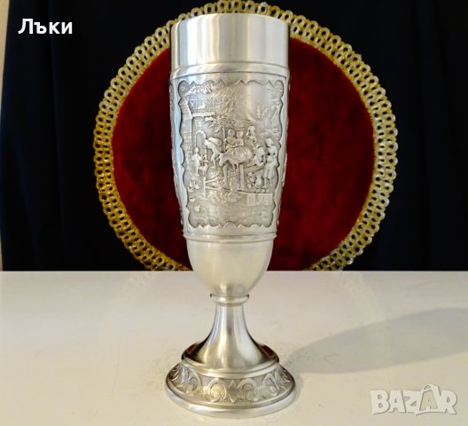 Бокал от калай с идилични картини от селския живот. , снимка 6 - Антикварни и старинни предмети - 44117093
