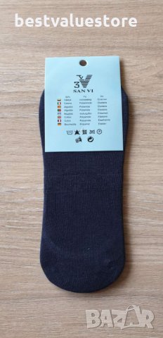 Мъжки Памучни Тъмно Сини Летни Чорапи, снимка 2 - Мъжки чорапи - 28193420