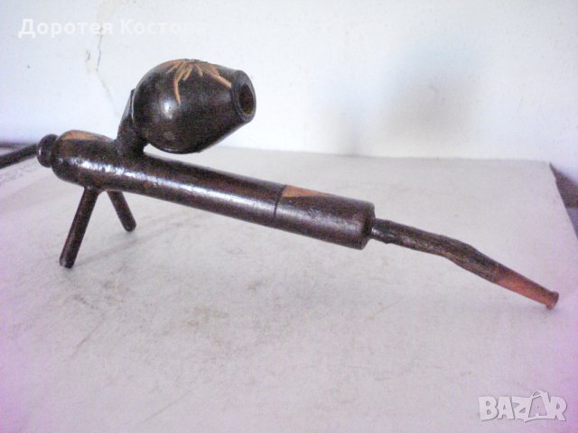 Стара интересна дървена лула, снимка 1