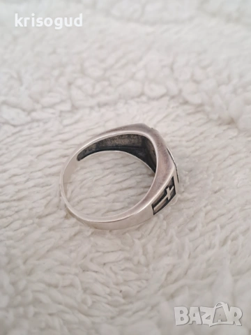 Сребърен мъжки пръстен S925 TEMPUS FUGIT MEMENTO MORI , снимка 2 - Пръстени - 53032683