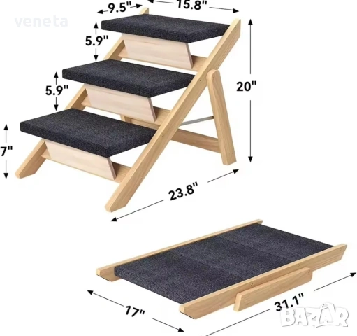 Дървена кучешка стълба за вътрешна и външна употреба , снимка 11 - За кучета - 53243197