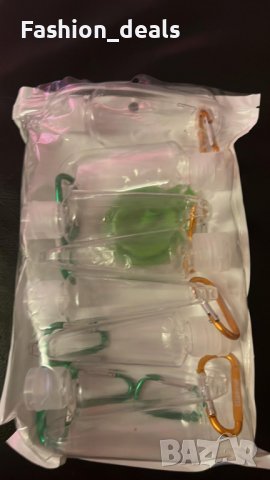 Бутилки за пътуване 50мл 8 броя + фуния и карабинери за закачане за козметика, снимка 9 - Други - 37959341