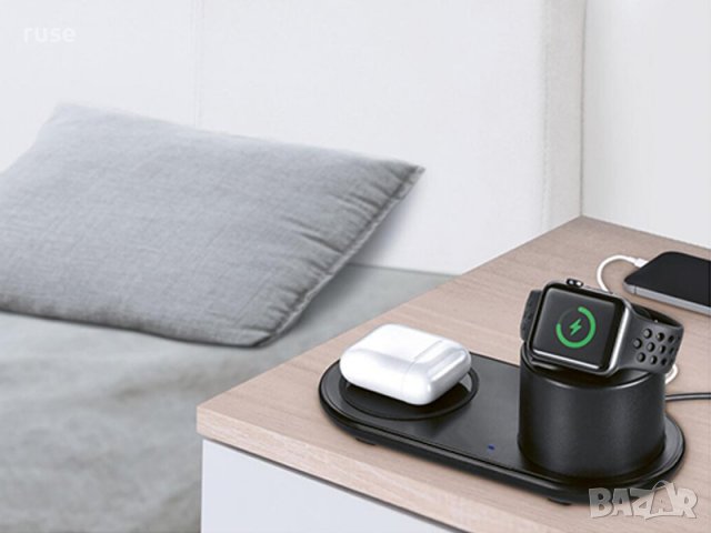 НОВИ! Qi® безжично зарядно 3в1 за смартфони, слушалки, Apple Watch, Samsung, iPhone и други, снимка 12 - Безжични зарядни - 40053421