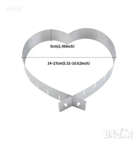 сърце регулируем разтегателен метален ринг за торта за срязване на равен блат метален, снимка 10 - Форми - 18547458