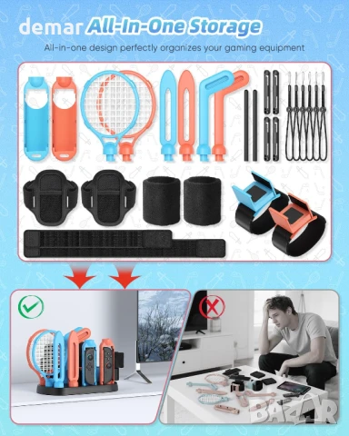 MENEEA Комплект спортни аксесоари за Nintendo Switch 2 2025/1/OLED с органайзер, снимка 4 - Аксесоари - 50766435