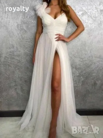 Дълга официална бяла рокла