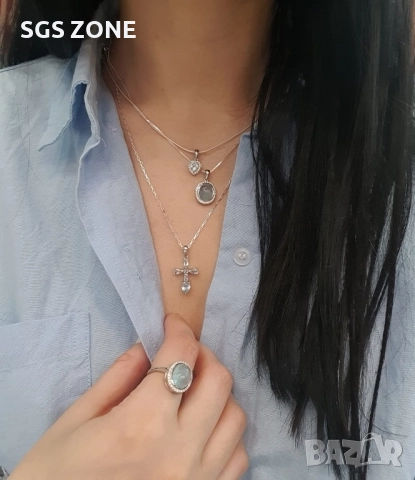 СРЕБЪРЕН КРЪСТ 925 С НАТУРАЛЕН ТОПАЗ, ПЕРИДОТ И ЦИТРИН, снимка 2 - Колиета, медальони, синджири - 52402809