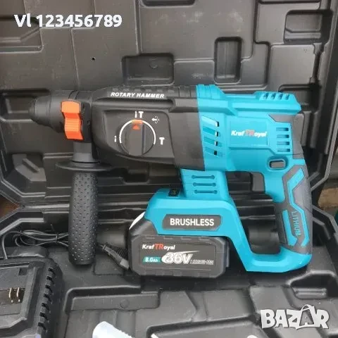 Безчерков Акумулаторен перфоратор 36V 6Ah SDS-Plus с 2 батерии, снимка 3 - Градинска техника - 50667167