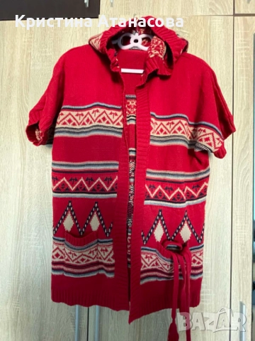 🎅 Дамска плетена жилетка с коледни национални елементи, снимка 8 - Жилетки - 52478897