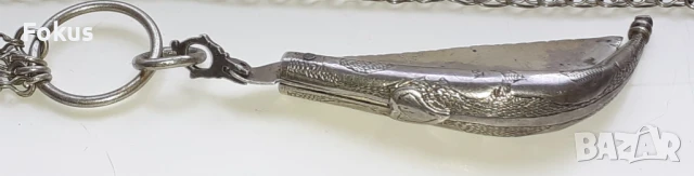 Страхотен голям османски сребърен кюстек с джобно ножче, снимка 3 - Антикварни и старинни предмети - 51074655