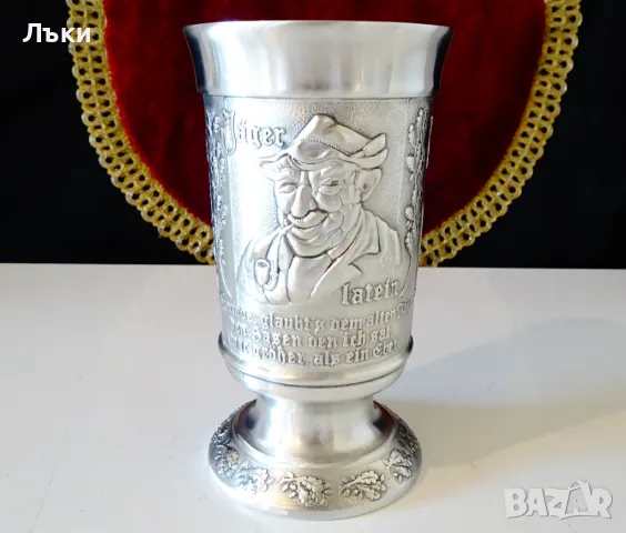 Бокал,халба от калай с ловец,заек,лов,300 мл. 