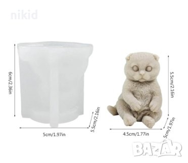 3D едро пухкаво коте котка силиконов молд форма фондан гипс шоколад смола свещ декор , снимка 4 - Форми - 43662543
