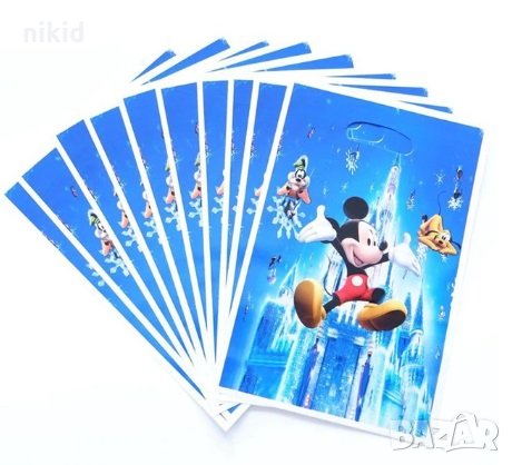 Мики Маус Гуфи и Плуто сини 10 бр торбички за лакомства подарък рожден ден парти