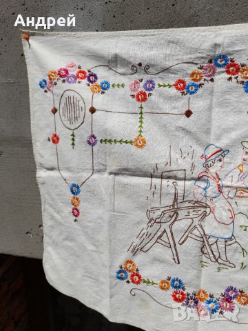 Старинен бродиран ковьор,покривка за стена #161, снимка 2 - Антикварни и старинни предмети - 36864218