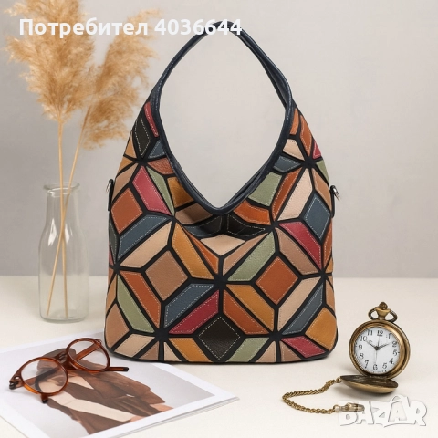 Дамска чанта с уникален пачуърк дизайн, снимка 5 - Чанти - 51607522