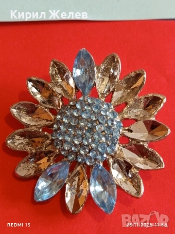 Брошка с форма на цвете със тюркоазени камъни 34514, снимка 4 - Други - 52571667