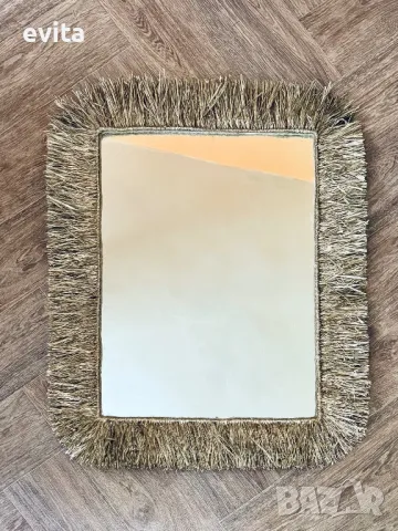 Бохо огледало от рафия. Ръчна изработка! , снимка 3 - Огледала - 47422953