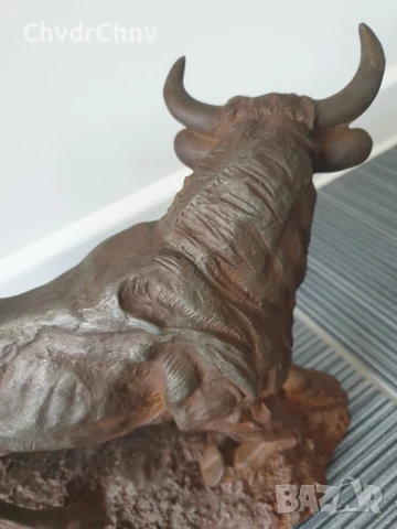 чугунена статуетка 31см-5кг/голяма стара скулптура/метална желязна фигура на бик, снимка 7 - Антикварни и старинни предмети - 51301245