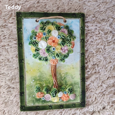 Декоративно керамично пано Дървото на живота, ръчна изработка