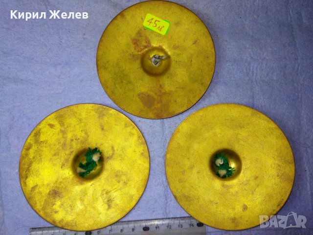 ЛОТ 3 СТАРИ МАЛКИ МЕДНИ ЧИНЕЛИ Професионален МУЗИКАЛЕН ИНСТРУМЕНТ 2 КОМПЛЕКТ и 1 РЕЗЕРВНО 23716, снимка 2 - Антикварни и старинни предмети - 43927082