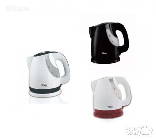 Електрическа кана Voltz 2200W, 1.6л., Бял/черен, Бял/червен, Черна