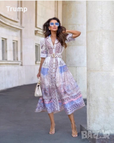 -30% елегантна дълга рокля с колан, снимка 3 - Рокли - 51087279