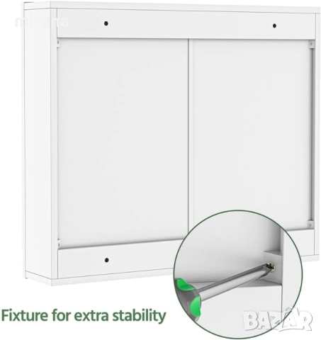 Шкаф за баня с огледало с 3 огледални врати, 15x70.5x60.5 см, бял 301, снимка 8 - Огледала - 52122728