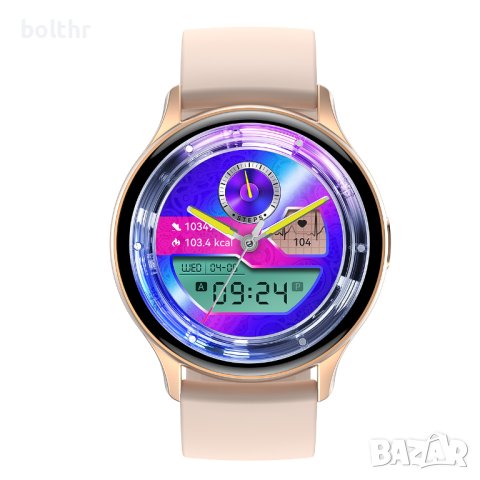 Дамски смарт часовник Lemfo HK89, Amoled дисплей, Розов