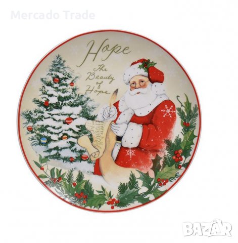 Коледен комплект Merkado Trade, 4бр.,Чинии за сервиране, Дядо Коледа, снимка 5 - Сервизи - 38552369