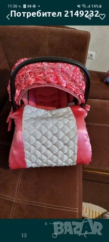бебешка количка и столче за кола розова, снимка 4 - Детски колички - 42932850