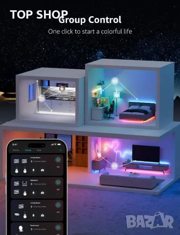 Lepro S1 Smart LED лента, 5M 150LEDs Работи с Alexa, Google Assitant, Bluetooth и WiFi App Control, снимка 8 - Лед осветление - 49419845