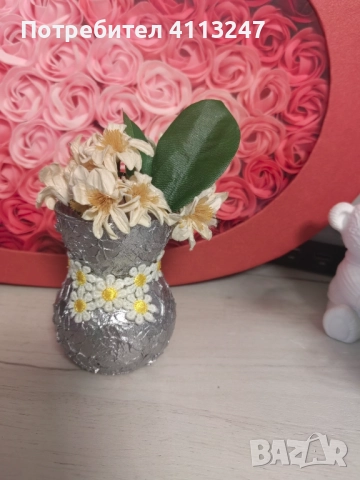 Ръчно изработени стъклени вазички с цветя , снимка 5 - Декорация за дома - 52997932