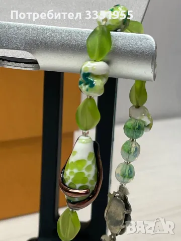 Старинна Луксозна огърлица от стъкло и сребро, снимка 7 - Колиета, медальони, синджири - 49216986