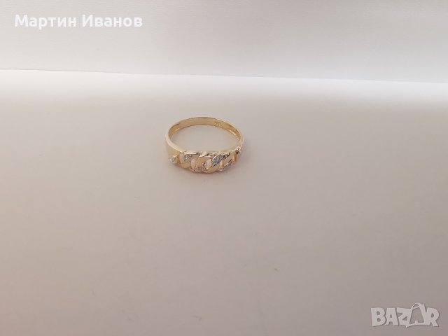 Златен пръстен с диаманти , снимка 4 - Пръстени - 30077756