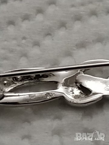 старинна сребърна брошка маркирана с марказити, снимка 4 - Други - 38946467