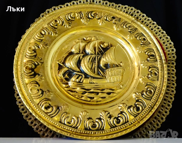 Бронзово пано,релефна картина Английски боен кораб,платноход. , снимка 5 - Антикварни и старинни предмети - 51823175