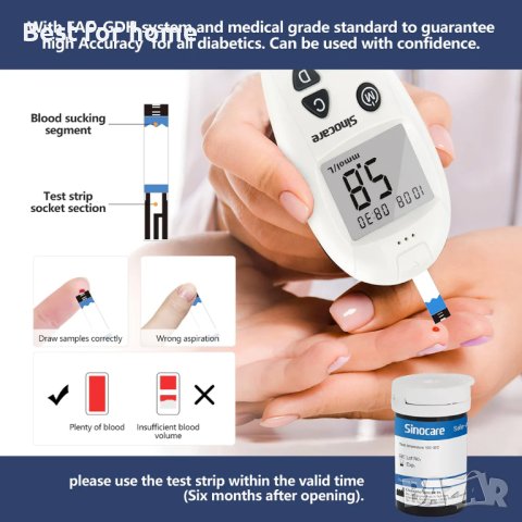 Глюкомер - Монитор за кръвна захар Sinocare Safe Accu, снимка 3 - Медицинска апаратура - 43850607