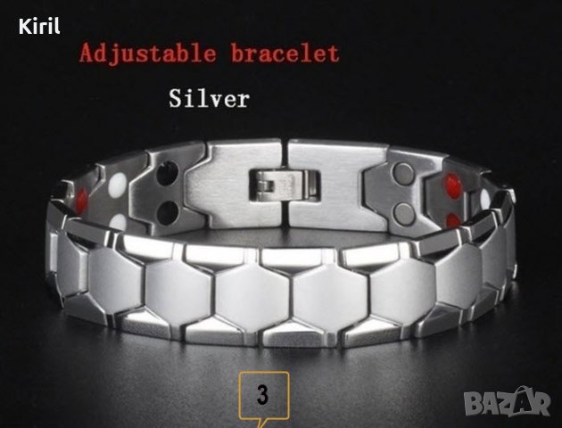 Магнитна гривна за регулиране на високо кръвно от неръждаема стомана ТИТАНОВА, снимка 3 - Гривни - 38292660