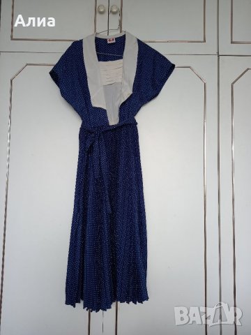 Рокля от естествена коприна в цвят морско синьо, снимка 5 - Рокли - 32800969