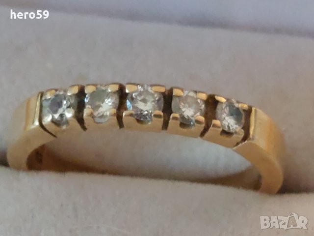 Дамски златен пръстен с пет брилянта/диамат,брилянт/, снимка 11 - Пръстени - 35500293