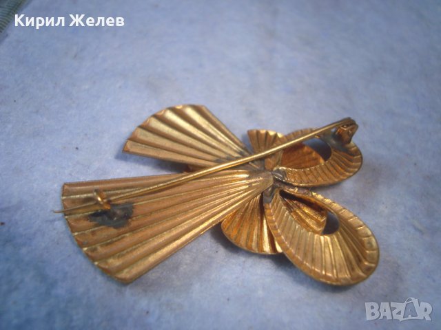 СТАРА ПОЗЛАТЕНА БРОНЗОВА РЕТРО АРТ ДЕКО БРОШКА с ЮВЕЛИРНО ФАСЕТИРАН ГРАНАТ МАЙСТОРСКО БИЖУ 15141, снимка 7 - Антикварни и старинни предмети - 37661115