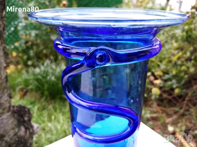 Винтидж арт ваза кобалт, снимка 4 - Вази - 52630019
