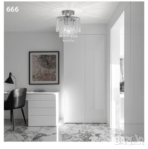 Модерна кристална таванна лампа Хром, снимка 2 - Лампи за таван - 53526800