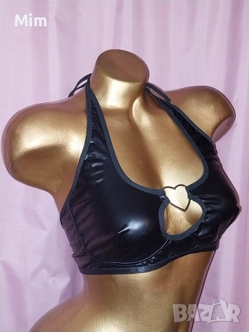 85 С Черно кожено бюстие/сутиен/, снимка 2 - Бельо - 53588107
