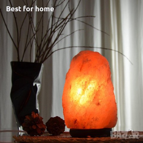 Лампа от Хималайска сол 3 кг. с дървена основа, снимка 2 - Настолни лампи - 40714632