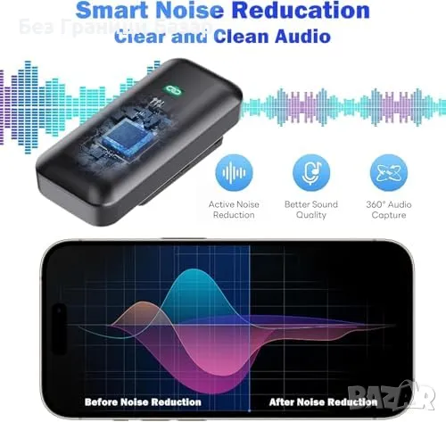 Нов Мини безжичен микрофон с AI шумопотискане, 2 приемника и калъф, снимка 4 - Други - 47519961