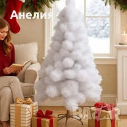 Изкуствена коледна елха в бяло -пухкав снежен ефект , снимка 3 - Други - 52111372