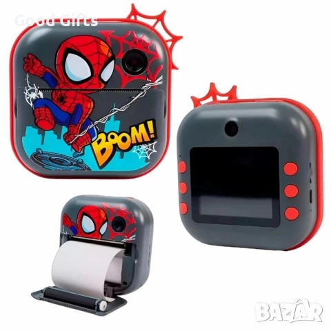 Детски фотоапарат с печат на снимки Спайдърмен – 48 MP, 2.5K UHD видео, двойна камера, селфи и игри, снимка 5 - Фотоапарати - 52939775