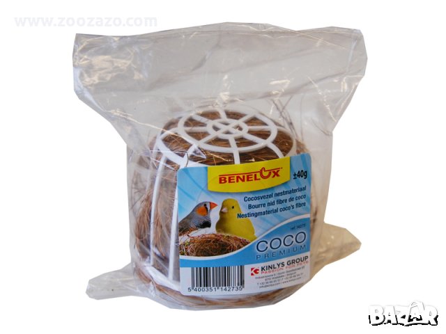 Кошничка с кокосов материал за гнездене на малки Птици ± 40 гр., снимка 1 - За птици - 34614389