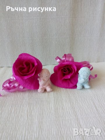 Сувенир за кръщене ,подарък за гости-ангелче с роза, снимка 3 - Декорация за дома - 26870808